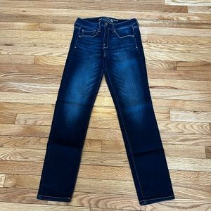 American Eagle dark blue and faded jeans, super stretch, Size 6.